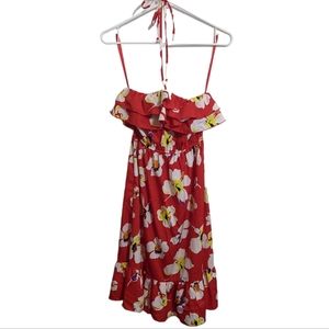 Old Navy Strapless Front Tie Red Floral Dress XS